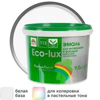 Эмаль акриловая Радуга полуматовая белая Эко-Люкс 113 9 л