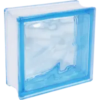 Стеклоблок Богема Волна окрашенный в массе цвет голубой