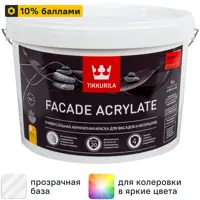Краска фасадная Tikkurila Facade Acrylate матовая прозрачная база C 9 л