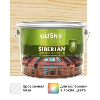 Лазурь для дерева Husky Siberian «Суперлазурь» полуглянцевая прозрачная 9 л