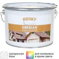 Краска для дерева Husky Siberian моющаяся полуматовая прозрачная база С 9 л