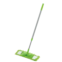 Швабра для пола "В хозяйстве хороша хозяюшка Мила" 43x22 см с телескопической ручкой микрофибра синель цвет зеленый