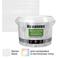 Антисептик для древесины укрывной Akvateks база A полуматовый белый 9 л