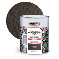 Грунт-эмаль по ржавчине 3 в 1 Luxens молотковая цвет коричневый 0.9 кг