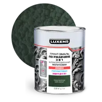 Грунт-эмаль по ржавчине 3 в 1 Luxens молотковая цвет темно-зеленый 0.9 кг