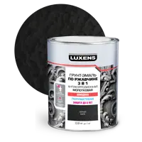 Грунт-эмаль по ржавчине 3 в 1 Luxens молотковая цвет черный 0.9 кг