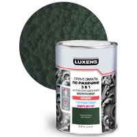 Грунт-эмаль по ржавчине 3 в 1 Luxens молотковая цвет темно-зеленый 2.4 кг