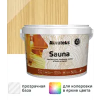 Лак для стен и потолков, полов в банях акрилатный Akvateks Sauna цвет прозрачный полуматовый 2.5 л