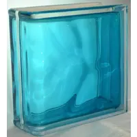 Стеклоблок Vitrablock Волна окрашенный внутри торцевой цвет бирюзовый