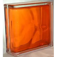 Стеклоблок Vitrablock Волна окрашенный внутри торцевой цвет оранжевый