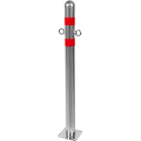 Парковочный столбик стальной 5.7x75 см на площадке с проушиной серебристо-красный