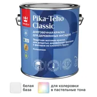 Краска фасадная Tikkurila Pika-Teho Classic моющаяся матовая цвет белый база A 2.7 л