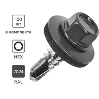 Саморезы по металлу Dilwis с пресс-шайбой со сверлом 5.5x19 мм RAL 7024 100 шт.