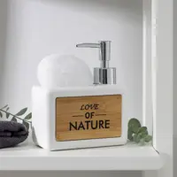 Дозатор для жидкого мыла Доляна 4004521 дерево с мыльницей цвет белый