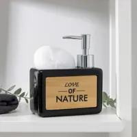 Дозатор для жидкого мыла Доляна 4004522 дерево с мыльницей цвет черный