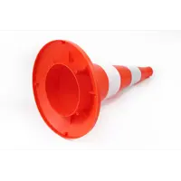 Конус дорожный сигнальный Протэкт КС-3.4 белые матовые полосы 34хВ75см