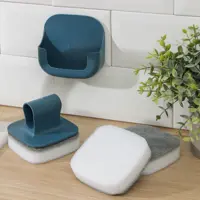 Губка для посуды SIMALAND 7546795 с ручкой и подставкой на липучке 2 шт