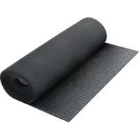 Противоскользящее напольное резиновое покрытие (рулон) - Продольное широкое рифление 1000 мм Черное