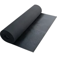 Противоскользящее напольное резиновое покрытие (рулон) - Продольное среднее рифление 1250 мм Черное