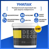 Лак Dessa Decor Унилак универсальный для жидких обоев стен дерева мебели прозрачный 0.9 кг