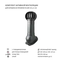 Нанодефлектор Polivent ND160 с вентиляционным выходом утепленный Н500 для кровельного профнастила 35 мм цвет серый