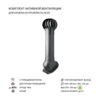 Турбодефлектор Polivent TD160 утепленный Н700 для кровельного профнастила 35 мм цвет серый