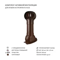 Турбодефлектор Polivent TD160 утепленный Н500 для профнастила 35 мм цвет коричневый