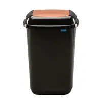 Контейнер для мусора 90 л Plafor Quatro чёрный с коричневой плавающей крышкой