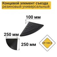 Съезд с бордюра резиновый СР-100-2 чернЫЙ концевая часть 0.25x0.1x0.25 м