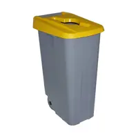 Контейнер для мусора 85 л Denox Reciclo Open на колесах с жёлтой крышкой с отверстием