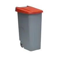 Контейнер для мусора 85 л Denox Reciclo Closed на колесах с красной крышкой