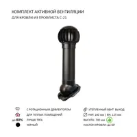 Нанодефлектор Polivent ND160 утепленный Н700 для кровельного профнастила С-21 мм цвет черный