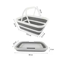 Ведро-таз складной силиконовый с ручкой ES-BS-QFnew-18l-46x34x20/6-white/gray