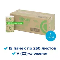 Бумажные полотенца для диспенсеров Focus Eco 5049978-Focus-Eco-15-250 1-слойные 15 пачек по 250 л цвет белый
