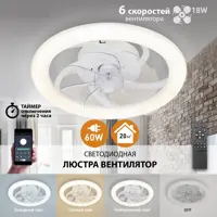 Люстра светодиодная с вентилятором Fan Simple R-APP-480x125-WHITE/WHITE-220-IP20 изменение оттенков белого цвет белый