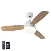 Люстра светодиодная с вентилятором Fan Wood R-APP-1070x400-WHITE/WOOD/WHITE-220-IP20 изменение оттенков белого цвет белы