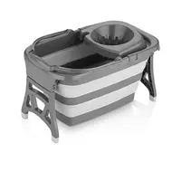 Набор швабра и ведро с отжимом складное 20 л Hobby life 11-081214 цвет серо-белый