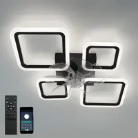 Люстра-вентилятор потолочный лопастной светодиодный Estares Fan Oval 70W+18W 15 м² регулируемый белый свет цвет черный