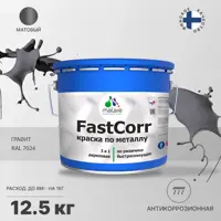 Эмаль по металлу и ржавчине Malare FastCorr КМТЛЛ_88 износостойкая быстросохнущая цвет RAL 7024 графитово-серый(темный)