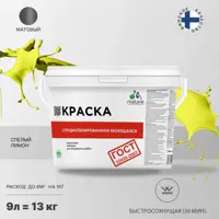 Краска для потолка и стен моющаяся Malare Professional быстросохнущая матовая цвет спелый лимон 9 л