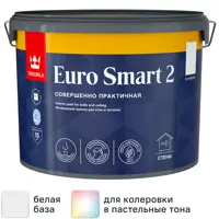 Краска для стен и потолков Tikkurila Euro Smart 2 матовая цвет белый база А 9 л