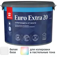 Краска для стен и потолков Tikkurila Euro Extra полуматовая цвет белый база А 9 л