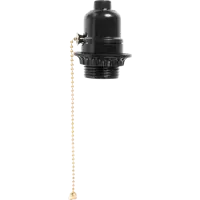 Патрон пластиковый Е27 с выключателем цвет чёрный