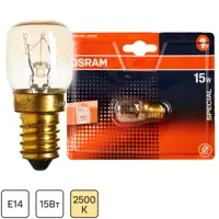 Лампа накаливания для духовки Osram трубчатая E14 15 Вт свет тёплый белый