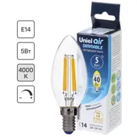 Лампа светодиодная филаментная Airdim форма свеча E14 5 Вт 500 Лм свет холодный