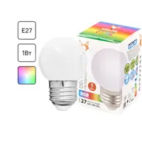 Лампа светодиодная Volpe E27 220 В 1 Вт шар матовый 80 лм RGB свет