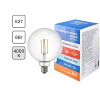 Лампа светодиодная Volpe филаментная шар 8 Вт Е27 прозрачная 1055 Лм холодный белый свет