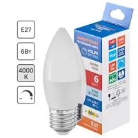 Лампа светодиодная Volpe с диммером свеча 6 Вт Е27 матовая 600 Лм холодный белый свет