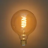 Лампа светодиодная филаментная Volpe G125 E27 220 В 5 Вт шар прозрачный с золотистым напылением 470 лм, теплый белый све