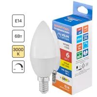 Лампа светодиодная Volpe с диммером свеча 6 Вт Е14 матовая 600 Лм теплый белый свет